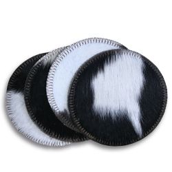 Black and White Cowhide Coasters. Sold individually
